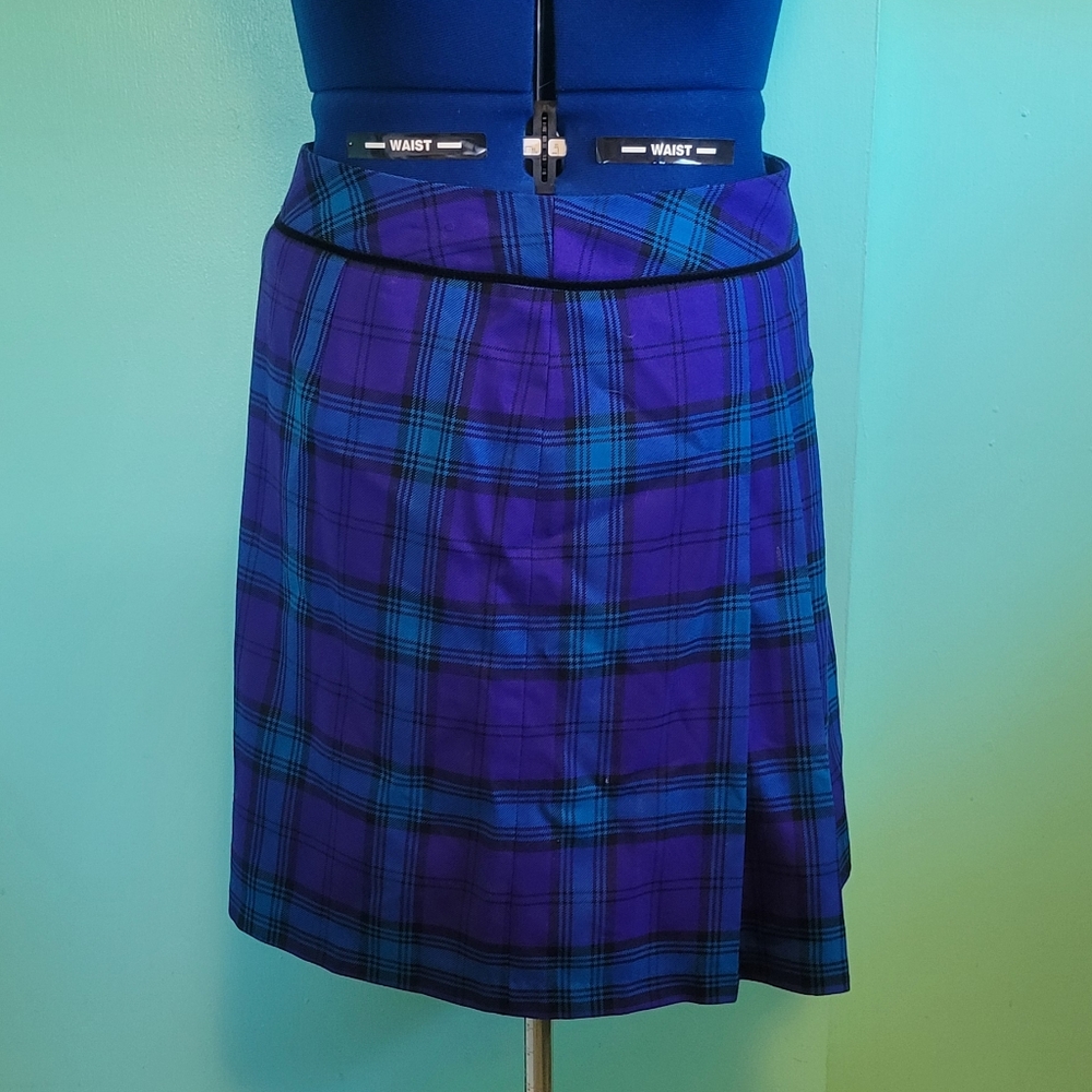 Vintage Petite Pendleton Blue & Purple Pleated Pencil Skirt